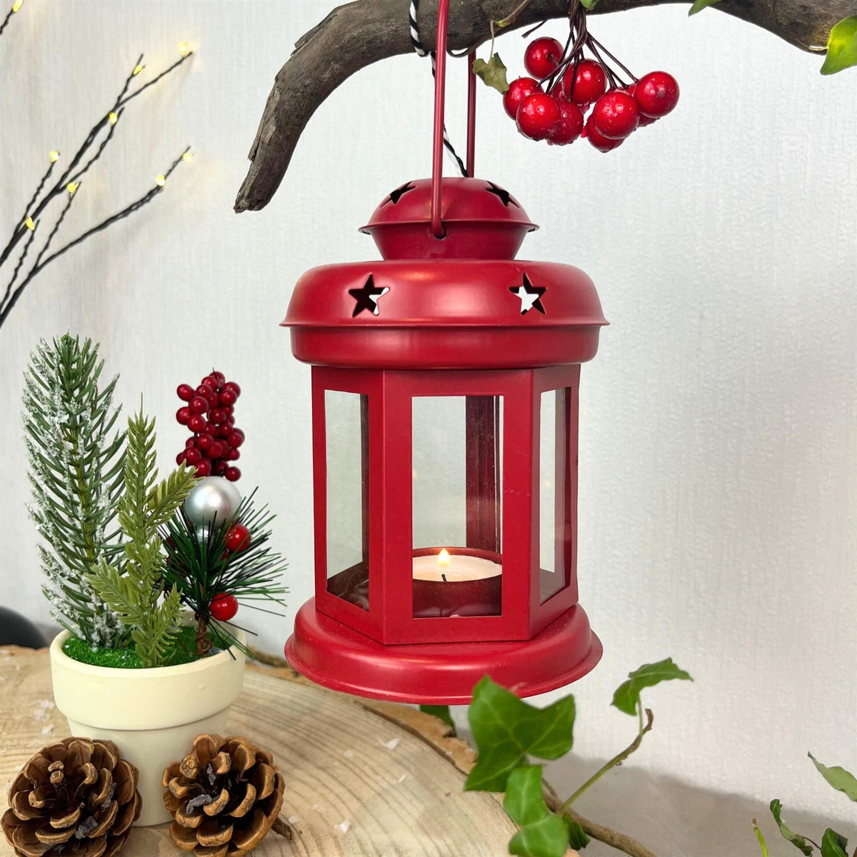 Red Moroccan Style Metal Lantern Tealight Holder | Tea Light Candle Lantern Lantern - Tophatter Daily Deals
