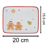 Ceramic Christmas Gingerbread Plate | Rectangle Christmas Snack Plate - 20x15cm Plate - Tophatter Daily Deals