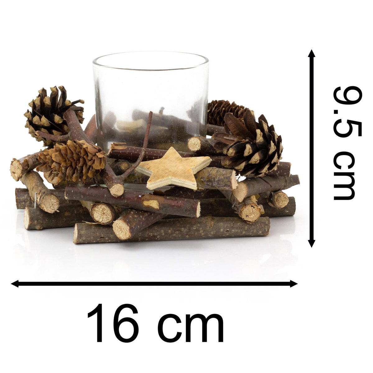 Rustic Wooden Glass Festive Christmas Tealight Candle Holder Decoration Centerpiece Candle Holder - Tophatter Daily Deals