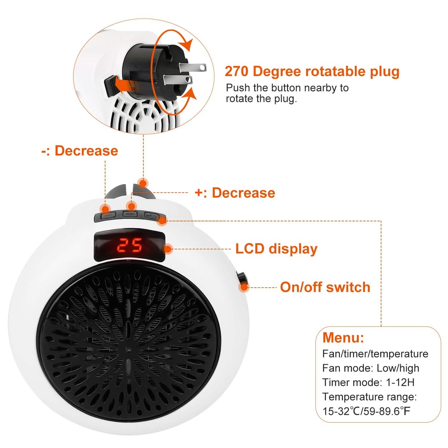 900W Portable Heater Fan with Remote Control Household Appliances - Tophatter Daily Deals