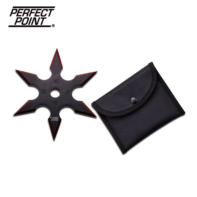 4 Inches 6 Point Throwing Stars With Red Grind Line - Tophatter's Inc. Weapons Store Online Collectible Weapons - Tophatter Daily Deals