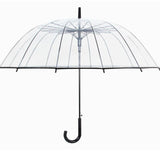 Big Long Handle 16 Rib Transparent Umbrella Black 0 - Tophatter Daily Deals
