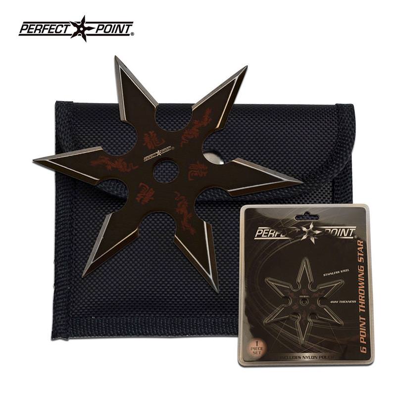 4mm Thick Black Throwing Star Six-Point Chinese Dragon Symbol Ninja Knife - TOPHATTER'S ARMORY DEALS Collectible Weapons - Tophatter Daily Deals