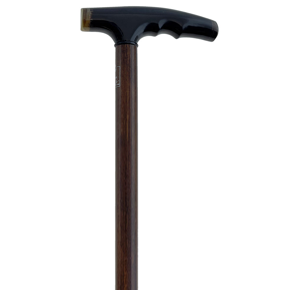 French Black Carved Horn Fritz: Walking Cane with Maple Shaft Horn Handle Walking Canes - Tophatter Daily Deals