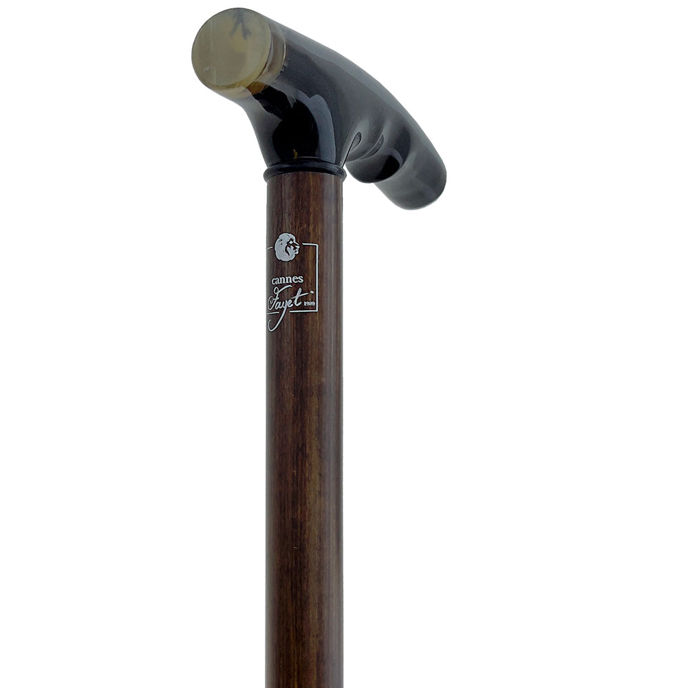 French Black Carved Horn Fritz: Walking Cane with Maple Shaft Horn Handle Walking Canes - Tophatter Daily Deals