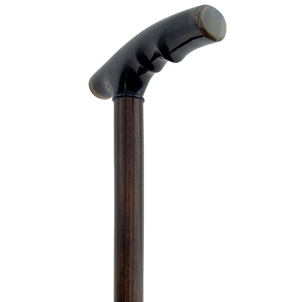French Black Carved Horn Fritz: Walking Cane with Maple Shaft Horn Handle Walking Canes - Tophatter Daily Deals