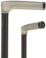 L Shape Blonde Horn Derby Walking Cane With Ebony Wood Shaft And Brass Collar Horn Handle Walking Canes - Tophatter Daily Deals