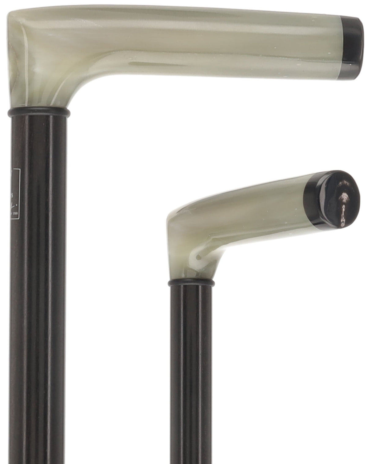 L Shape Blonde Horn Derby Walking Cane With Ebony Wood Shaft And Brass Collar Horn Handle Walking Canes - Tophatter Daily Deals