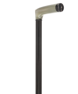 L Shape Blonde Horn Derby Walking Cane With Ebony Wood Shaft And Brass Collar Horn Handle Walking Canes - Tophatter Daily Deals