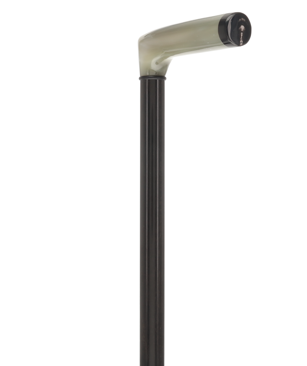 L Shape Blonde Horn Derby Walking Cane With Ebony Wood Shaft And Brass Collar Horn Handle Walking Canes - Tophatter Daily Deals