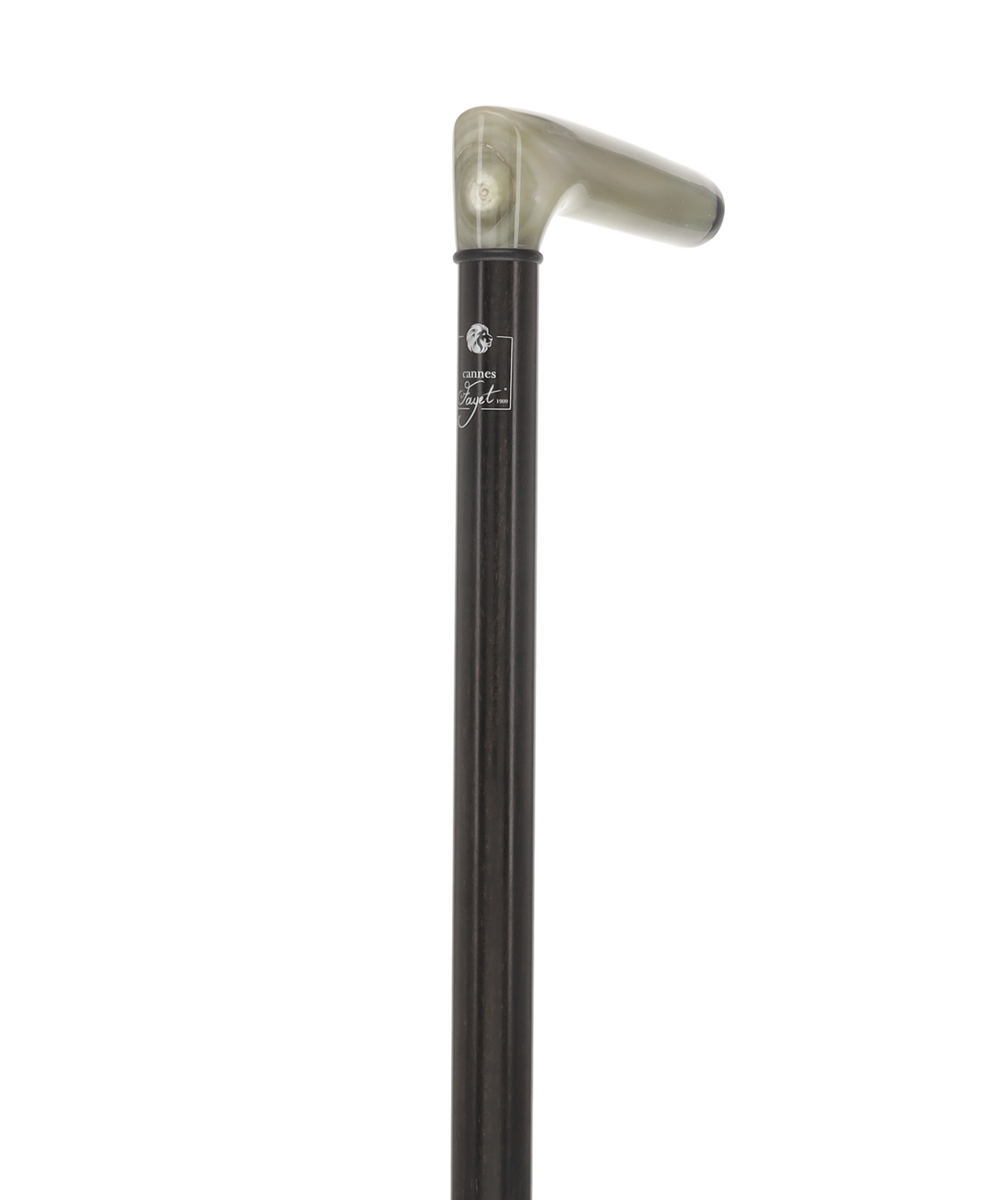 L Shape Blonde Horn Derby Walking Cane With Ebony Wood Shaft And Brass Collar Horn Handle Walking Canes - Tophatter Daily Deals