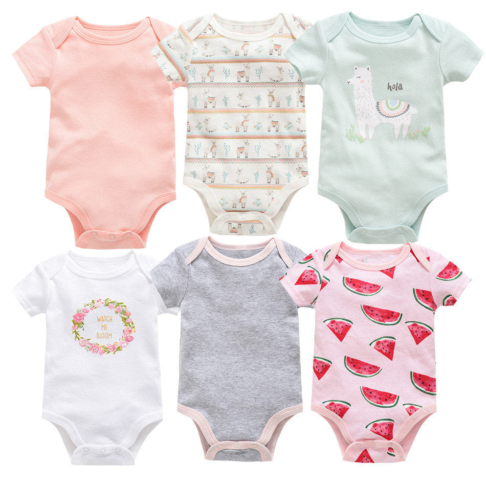 6-piece baby jumpsuit new short-sleeved baby clothes Combination 1 0 - Tophatter Daily Deals