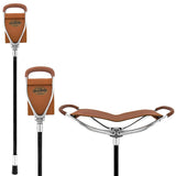 Genuine Leather Brown Cane Hammock Chair - Black Shaft - Non-Adjustable Sitting Canes - Tophatter Daily Deals