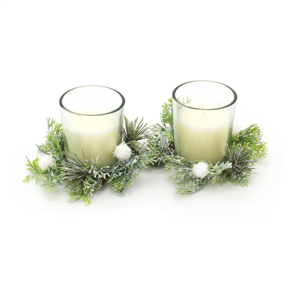 Fig and Wood Sage Scented Candle Christmas Table Centrepiece | 2 Piece Christmas Wreath Candle Pot Ornament | Xmas Fragrance Candle Scented Candle - Tophatter Daily Deals