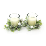 Fig and Wood Sage Scented Candle Christmas Table Centrepiece | 2 Piece Christmas Wreath Candle Pot Ornament | Xmas Fragrance Candle Scented Candle - Tophatter Daily Deals