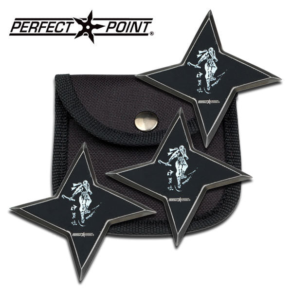 Ancient Samurai Throwing Star Black Shuriken Knife 3 Piece Set Collectible Weapons - Tophatter Daily Deals