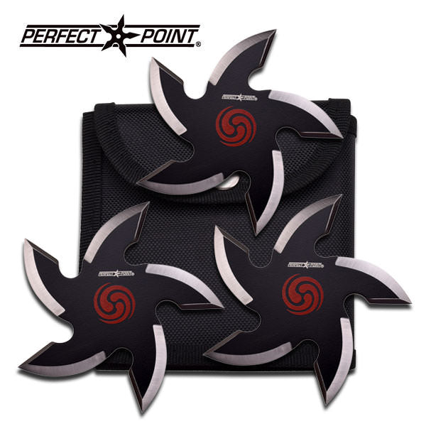 3 PC Curved Black Ninja Throwing Stars Set Shuriken With Pouch Collectible Weapons - Tophatter Daily Deals