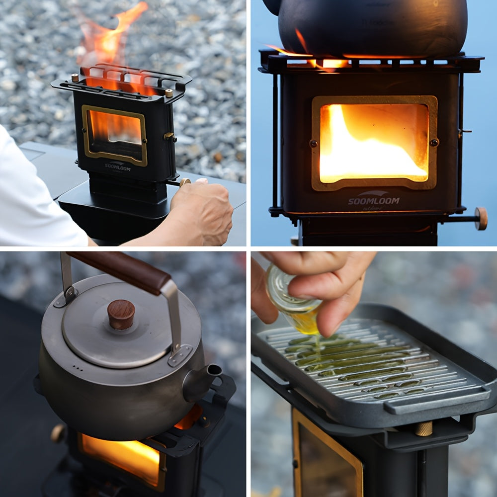 Retro Stainless Steel Camping Stove with Window Outdoor Grills - Tophatter Daily Deals