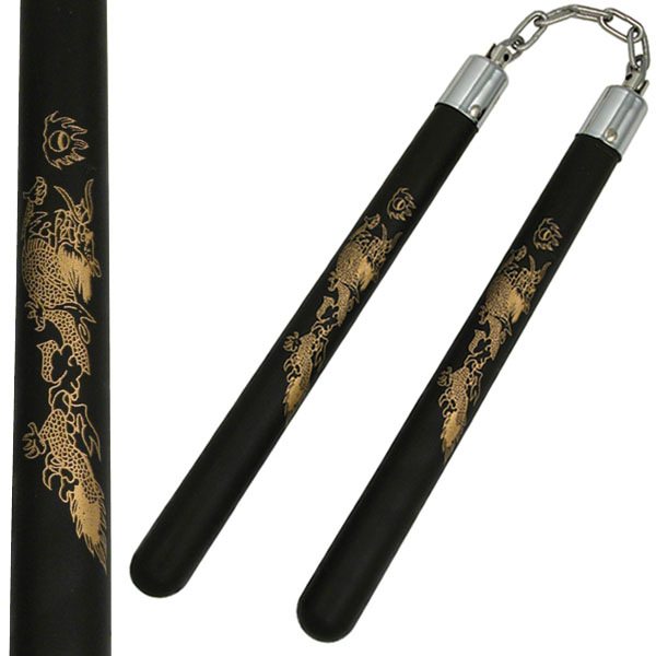 Black Dragon Heavy Rubber Nunchaku - Tophatter's Guns'N'Weapons Store Collectible Weapons - Tophatter Daily Deals