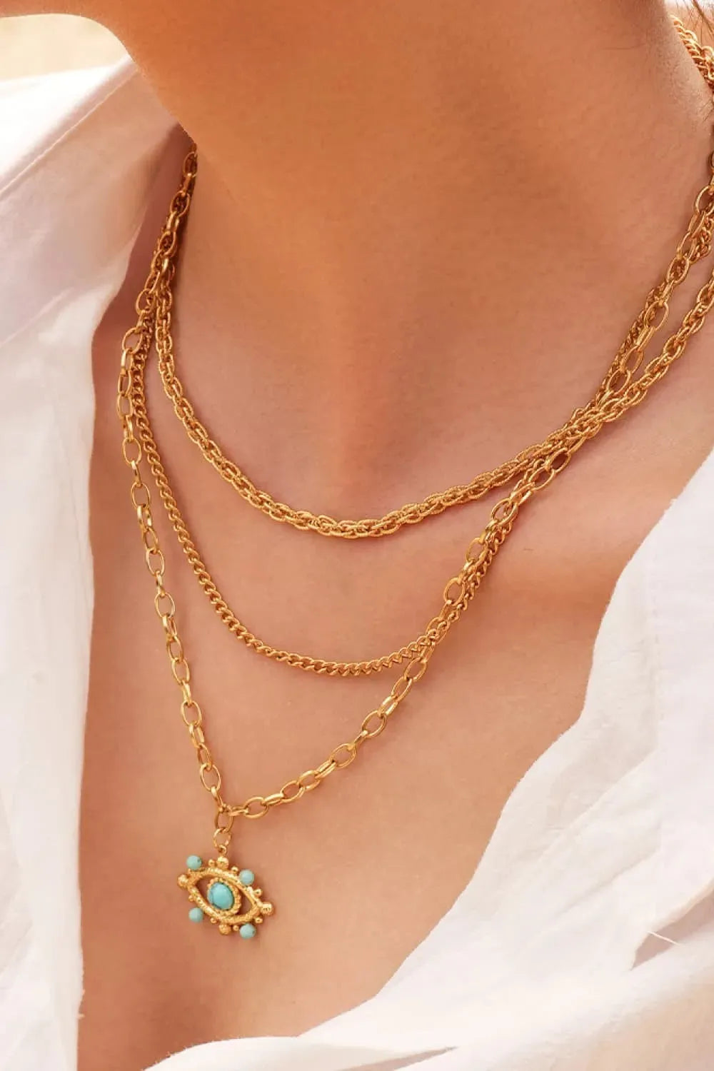 Evil Eye Design Turquoise Pendant Necklace Necklaces - Tophatter Daily Deals