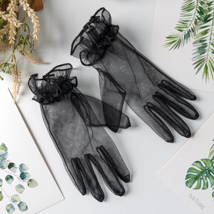 Bridal Wedding Dress Evening Gown Gloves Ruffle Black Onesize 0 - Tophatter Daily Deals