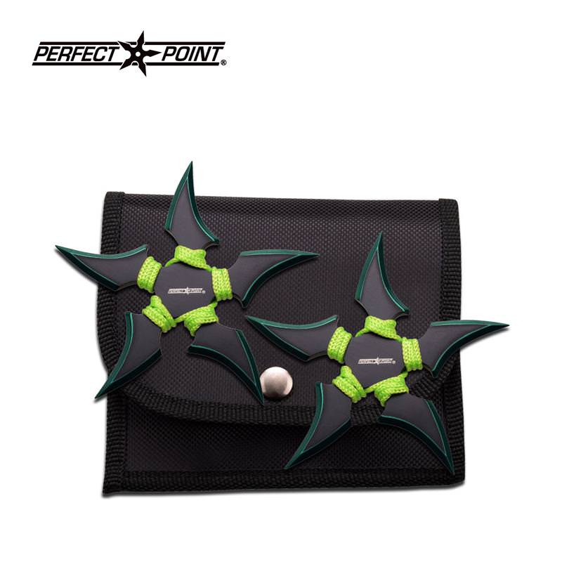 4MM Thick Green ParaCord Throwing Stars 2 Piece Set Collectible Weapons - Tophatter Daily Deals