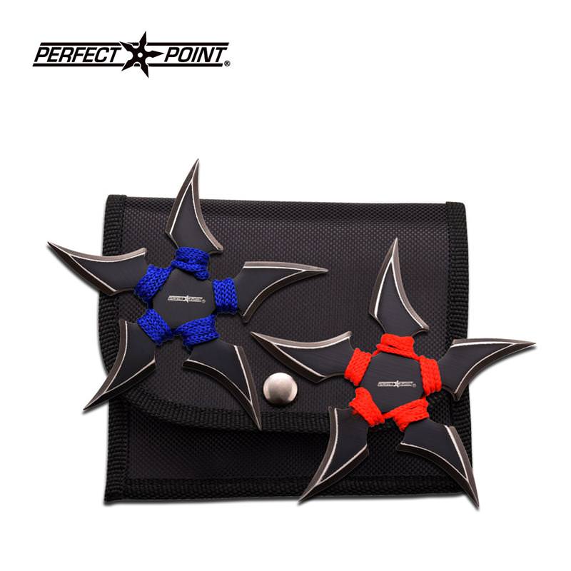 4MM Thick Blue and Red ParaCord Throwing Stars 2 Piece Set - Tophatter's Guns'N'Weapons Store - FREE SHIPPING Collectible Weapons - Tophatter Daily Deals