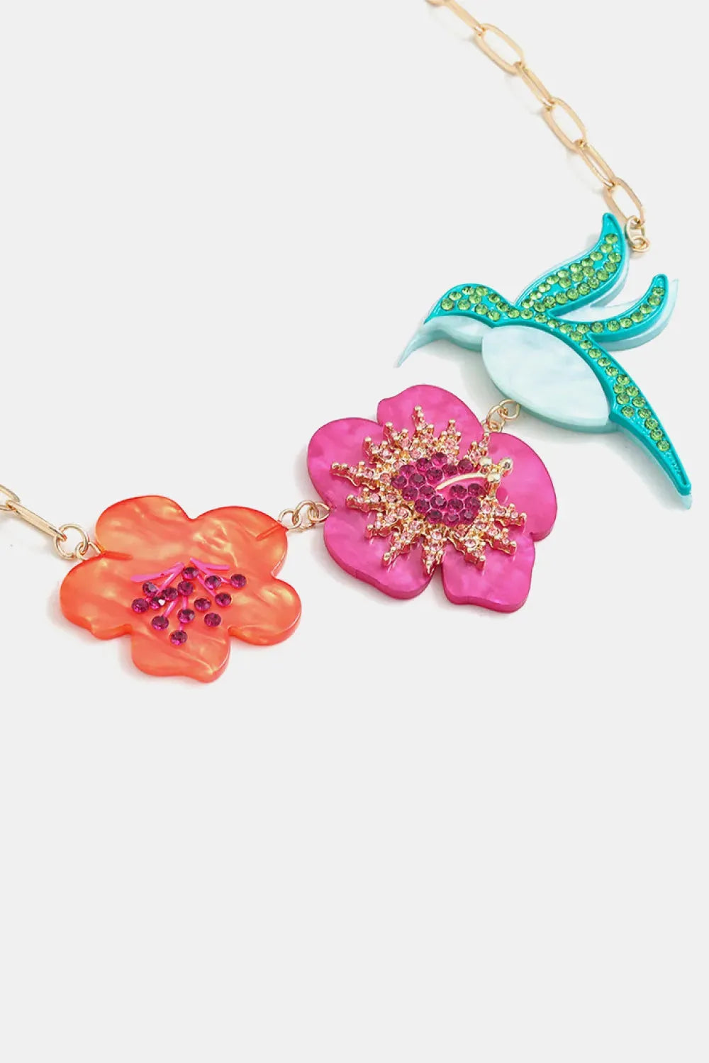 Flower & Bird Rhinestone Decor Necklace Necklaces - Tophatter Daily Deals