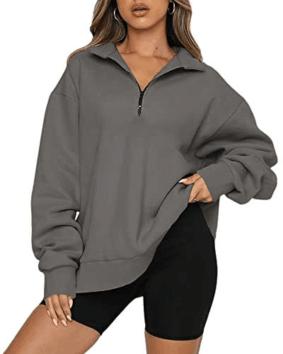Lightweight Women Zip Sweatshirt - Oversized Pullover Casual Dark grey 3D Changing Face Moving Picture Frame - Tophatter Daily Deals