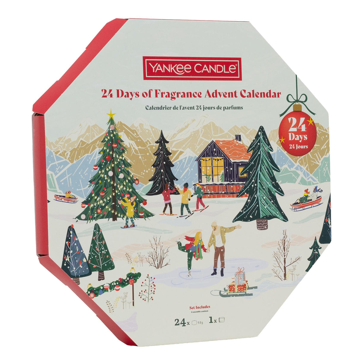 Yankee Candle Christmas Advent Calendar 24 Scented Tea Lights with Glass Holder Advent Calendar - Tophatter Daily Deals