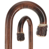 French Stag Horn Tourist Walking Cane: Dark Maple Shaft Horn Handle Walking Canes - Tophatter Daily Deals