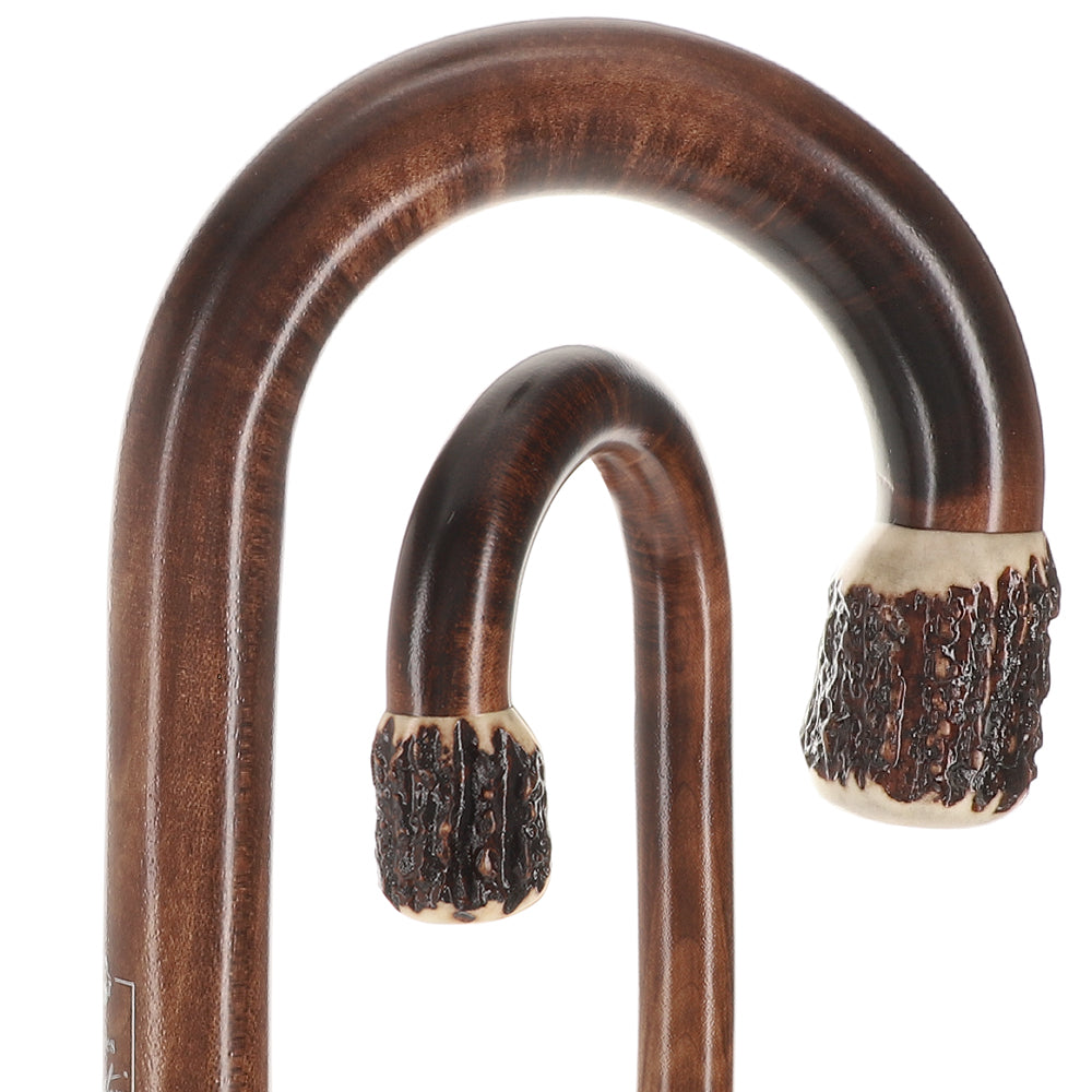 French Stag Horn Tourist Walking Cane: Dark Maple Shaft Horn Handle Walking Canes - Tophatter Daily Deals