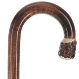 French Stag Horn Tourist Walking Cane: Dark Maple Shaft Horn Handle Walking Canes - Tophatter Daily Deals