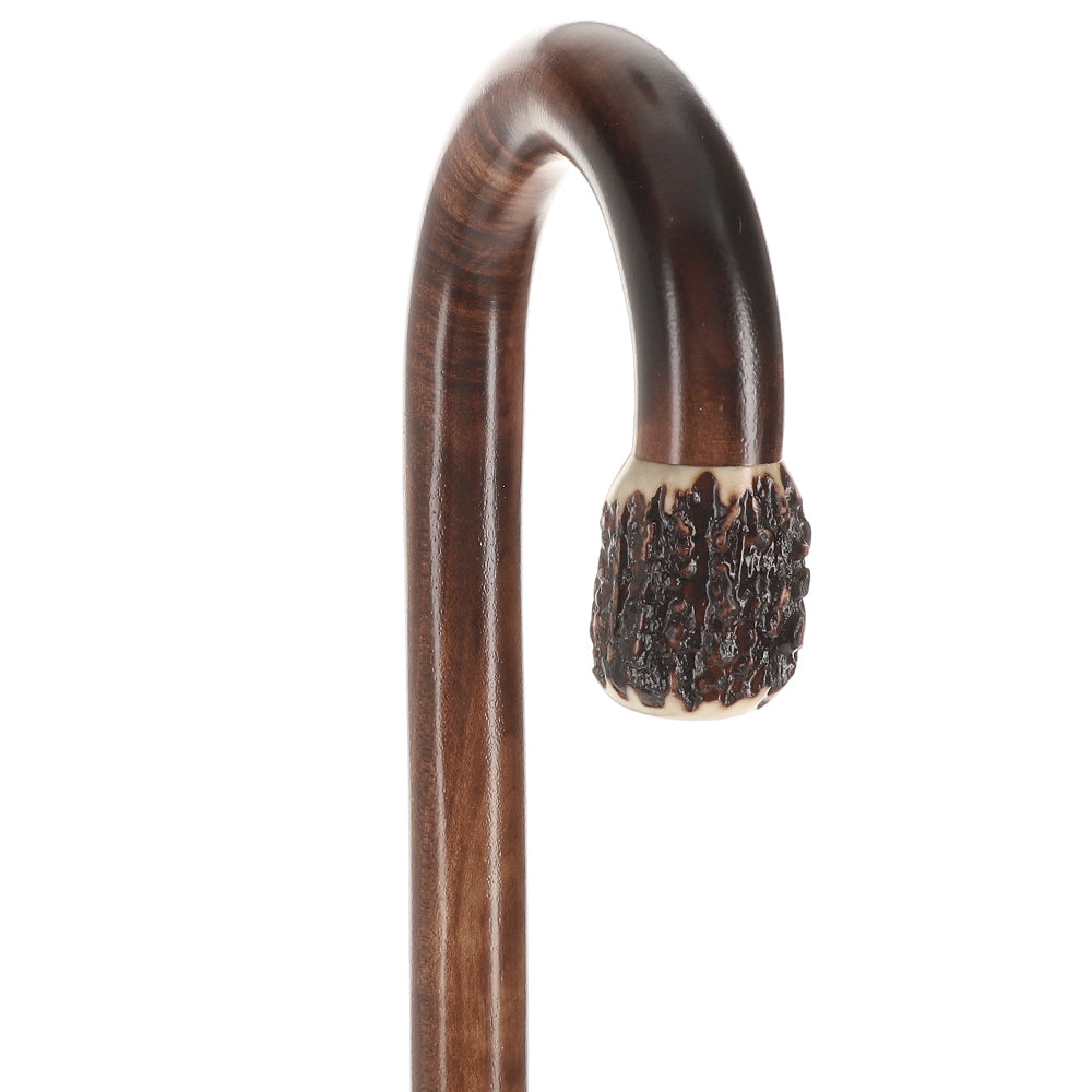 French Stag Horn Tourist Walking Cane: Dark Maple Shaft Horn Handle Walking Canes - Tophatter Daily Deals