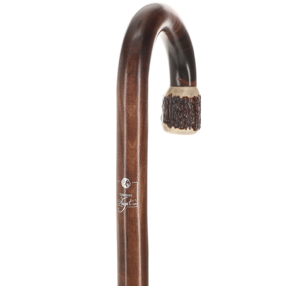 French Stag Horn Tourist Walking Cane: Dark Maple Shaft Horn Handle Walking Canes - Tophatter Daily Deals