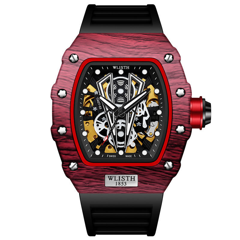 Automatic Mechanical Watch Foreign Trade Watches Men Red shell and black belt 0 - Tophatter Daily Deals