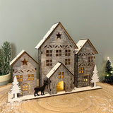 LED Wooden Christmas Scene | Light Up House Christmas Village Ornament - 18x25cm LED Light - Tophatter Daily Deals