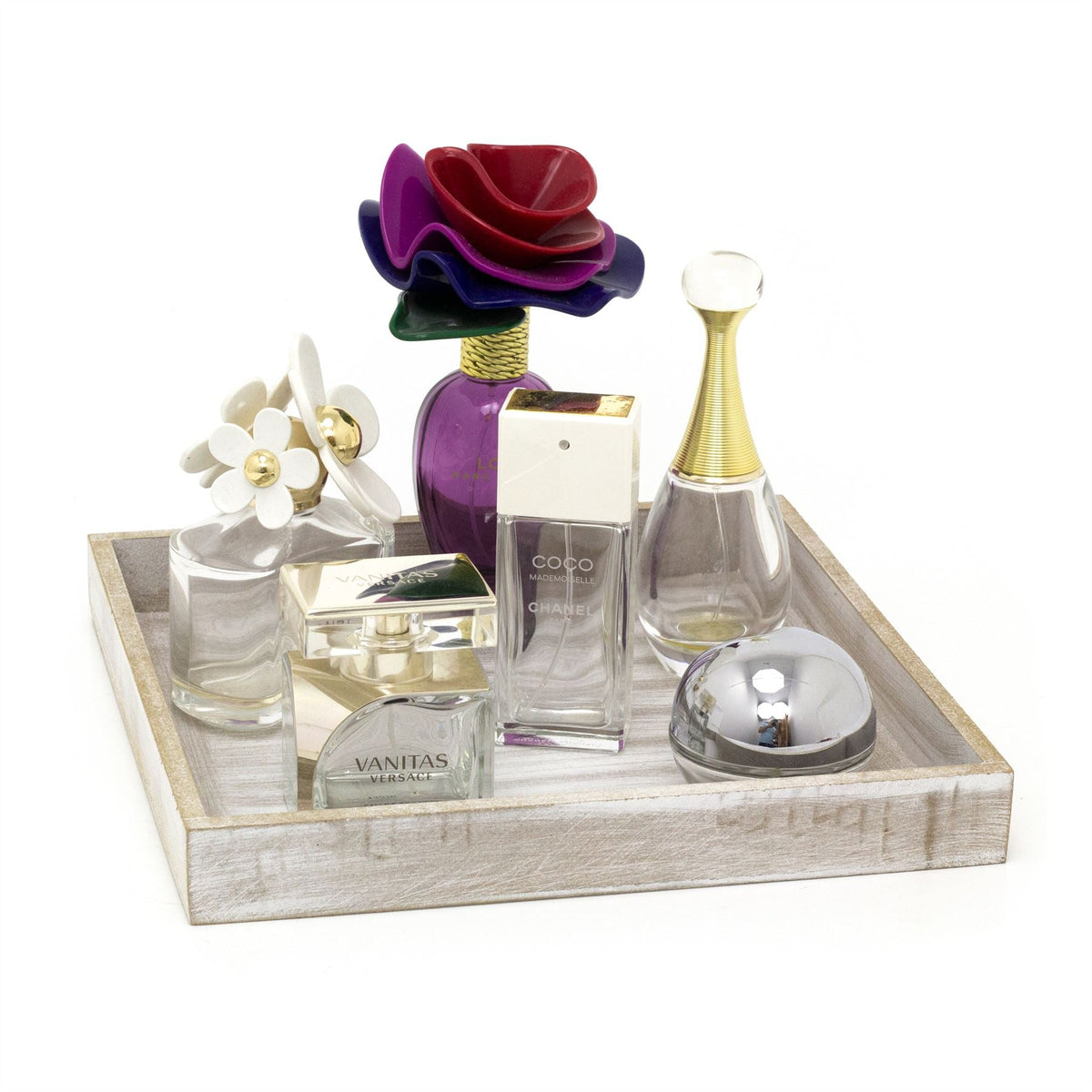 Rustic Grey Wash Wooden Tray | Distressed Grey Display & Jewellery Dish - 25cm Tray - Tophatter Daily Deals