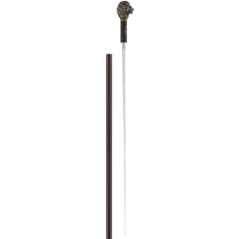 Luxury Silver Lion Head Sword-Gadget Stick - Stamina Wood Sword Canes - Tophatter Daily Deals