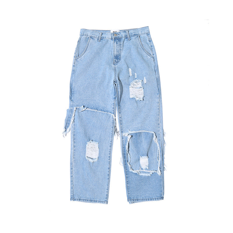 Black plus size loose jeans menswear Blue 0 - Tophatter Daily Deals