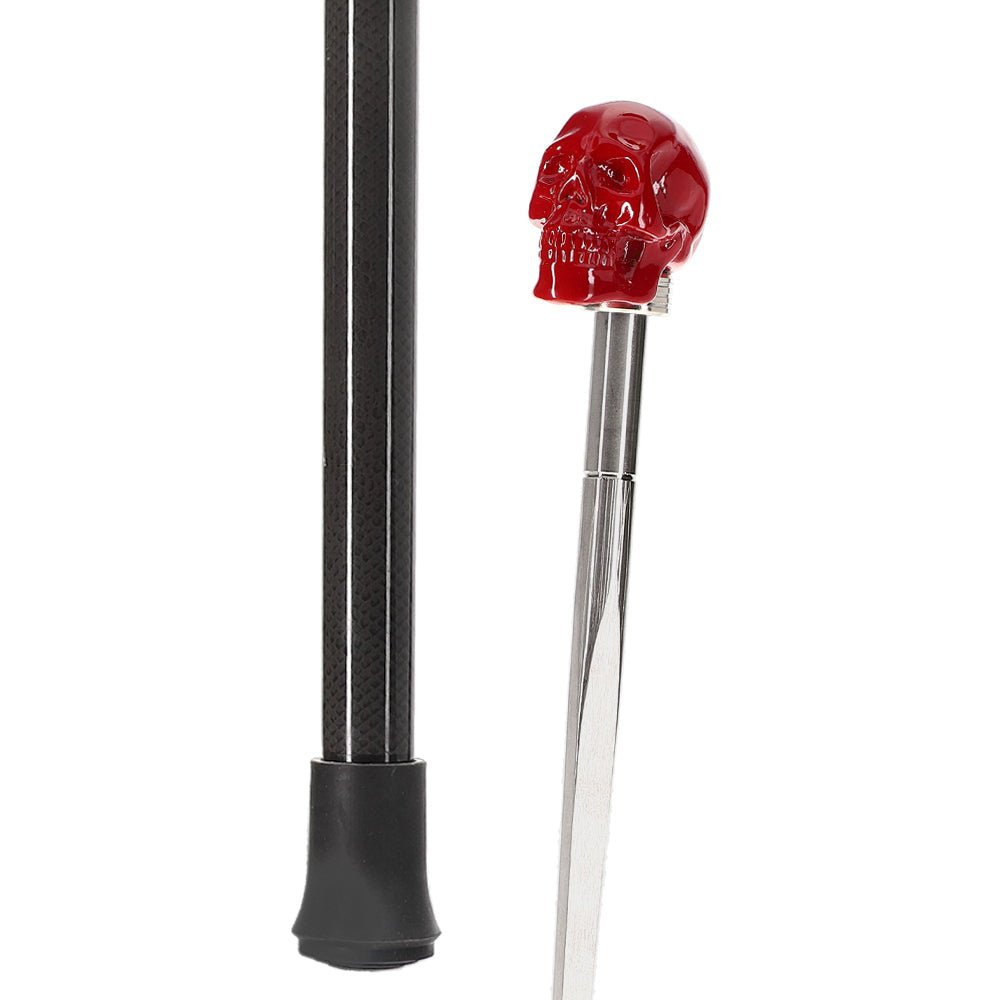 Red Skull Handle Sword Walking Stick with Carbon Fiber Shaft Skull Walking Canes Dragon Walking Canes - Tophatter Daily Deals