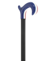 The Freedom Stripe Derby Cane: Red/ White & Blue Acrylic, Beechwood Derby - Tophatter Daily Deals