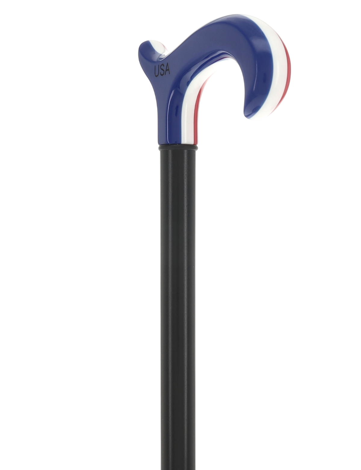 The Freedom Stripe Derby Cane: Red/ White & Blue Acrylic, Beechwood Derby - Tophatter Daily Deals