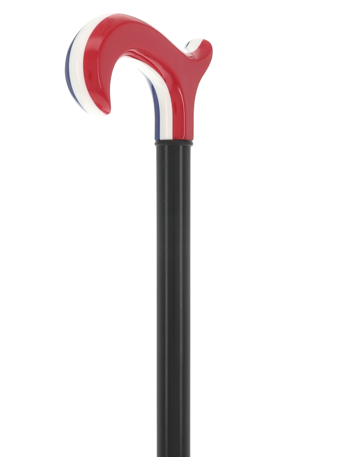 The Freedom Stripe Derby Cane: Red/ White & Blue Acrylic, Beechwood Derby - Tophatter Daily Deals