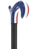 The Freedom Stripe Derby Cane: Red/ White & Blue Acrylic, Beechwood Derby - Tophatter Daily Deals