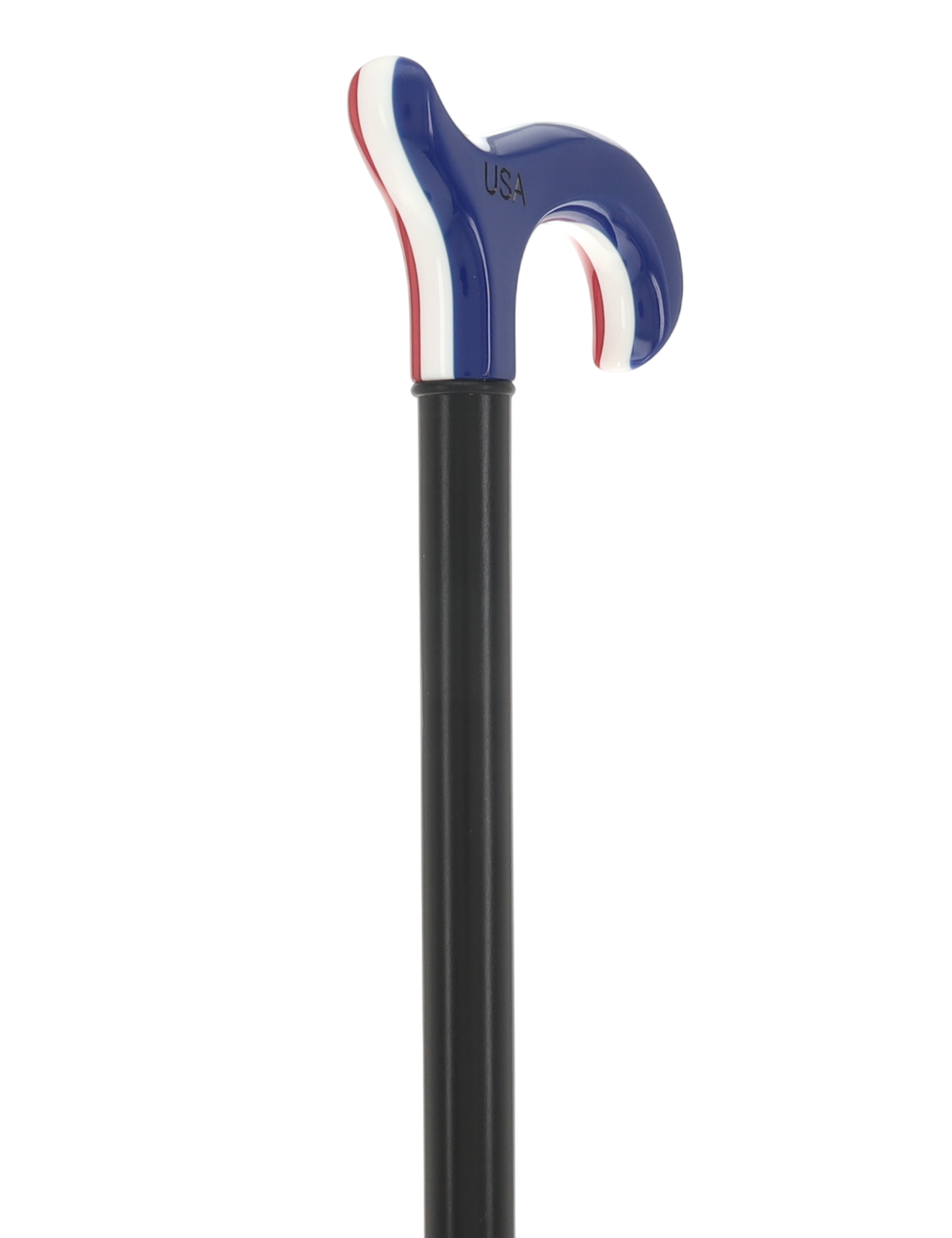 The Freedom Stripe Derby Cane: Red/ White & Blue Acrylic, Beechwood Derby - Tophatter Daily Deals