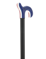 The Freedom Stripe Derby Cane: Red/ White & Blue Acrylic, Beechwood Derby - Tophatter Daily Deals