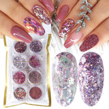 8 Box Mix Glitter Nail Art Powder Flakes Set 05color 0 - Tophatter Daily Deals