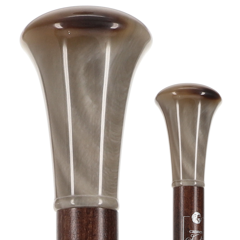 French Faux Horn Knob Cane: Brown Beechwood Shaft Horn Handle Walking Canes - Tophatter Daily Deals