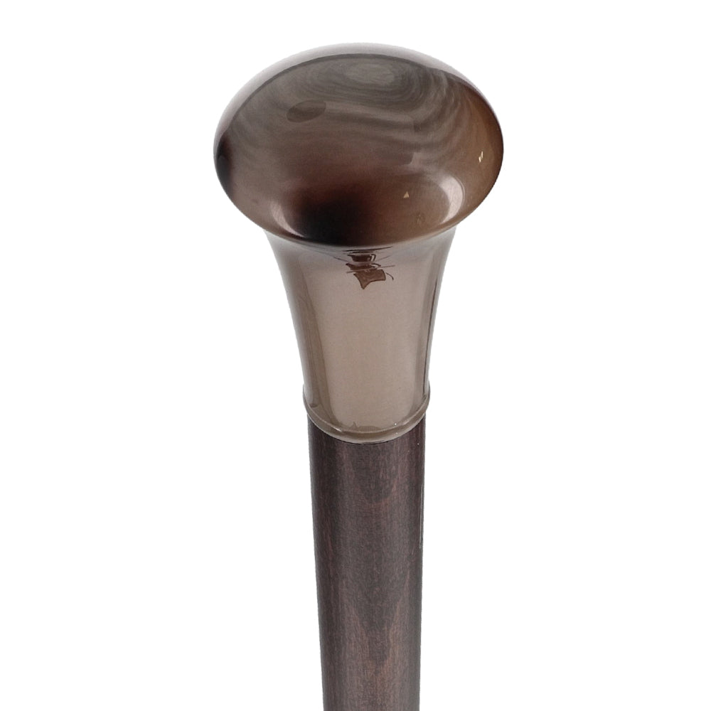 French Faux Horn Knob Cane: Brown Beechwood Shaft Horn Handle Walking Canes - Tophatter Daily Deals
